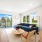living room with large windows