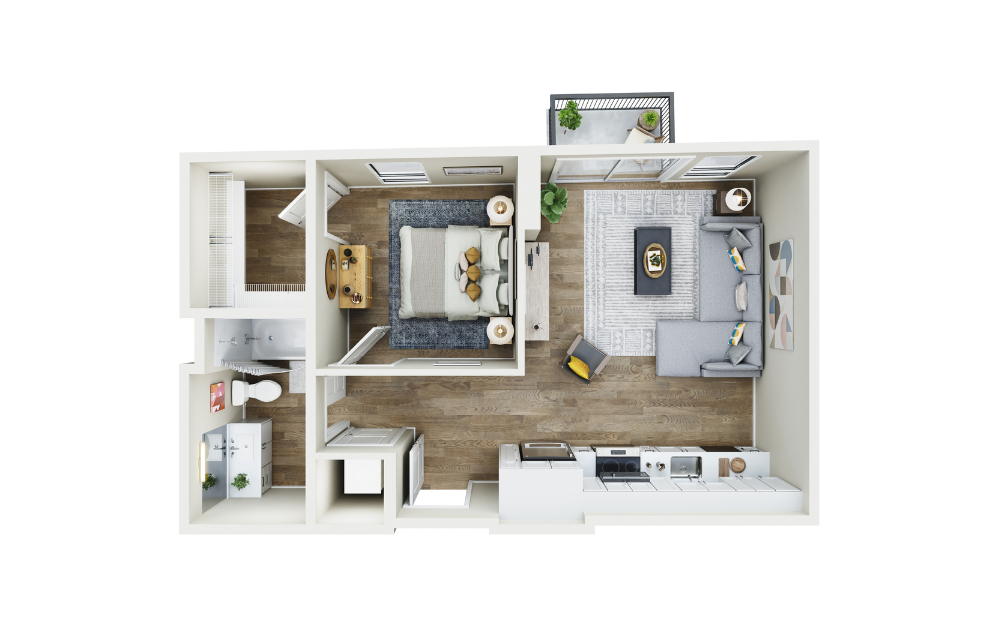 1x1 - C1 - 1 bedroom floorplan layout with 1 bath and 603 to 624 square feet.