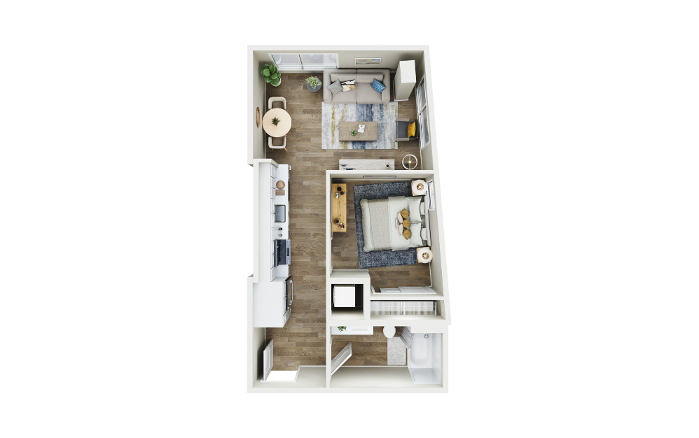 1x1 - C16 - 1 bedroom floorplan layout with 1 bath and 565 square feet.