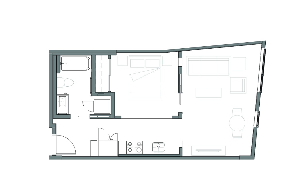 Open 1x1 - B4 - 1 bedroom floorplan layout with 1 bathroom and 555 - 580 square feet (Unit 331)